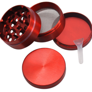 1.5 Inch 4 Piece Metal Dry Herbal Herb Spice Smoke Tobacco Grinder Crusher Sharp , Scraper Included (red)